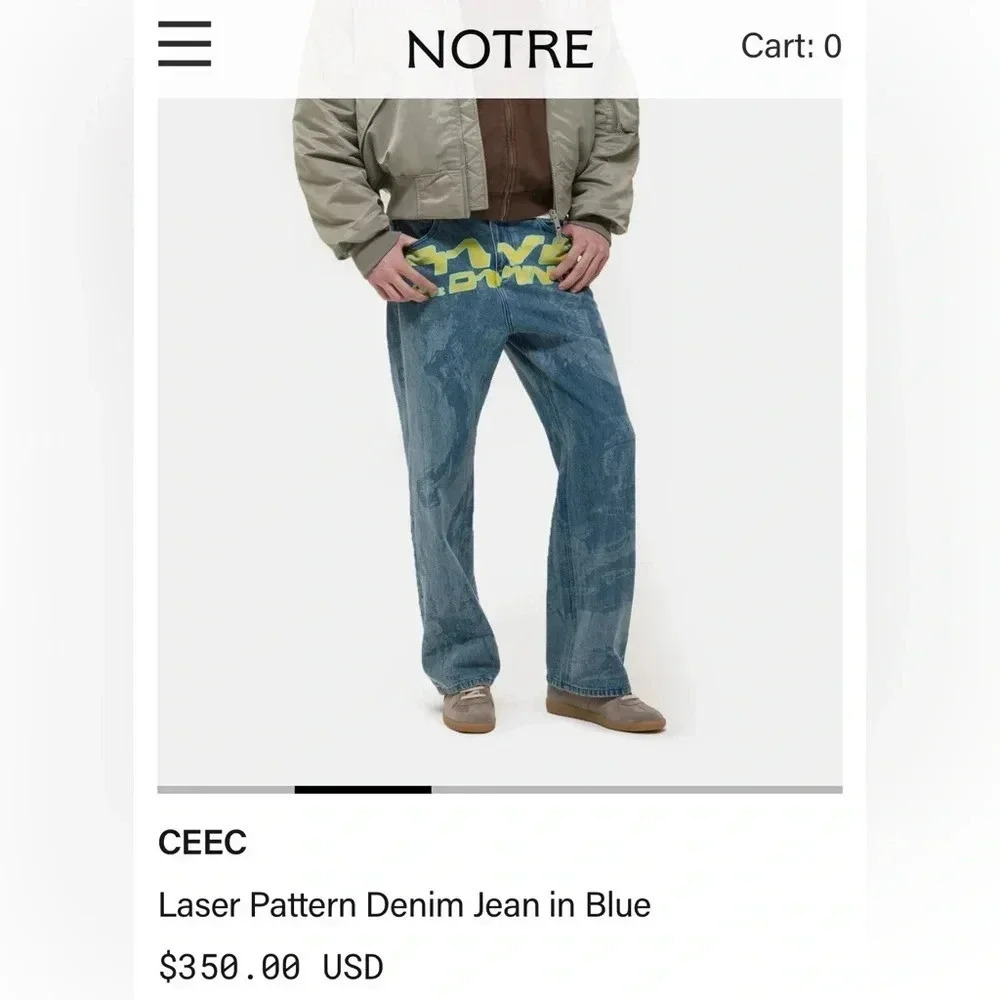 🆕CEEC Men’s Blue Laser Graphic Jeans. Size 36” NWT - Picture 13 of 13